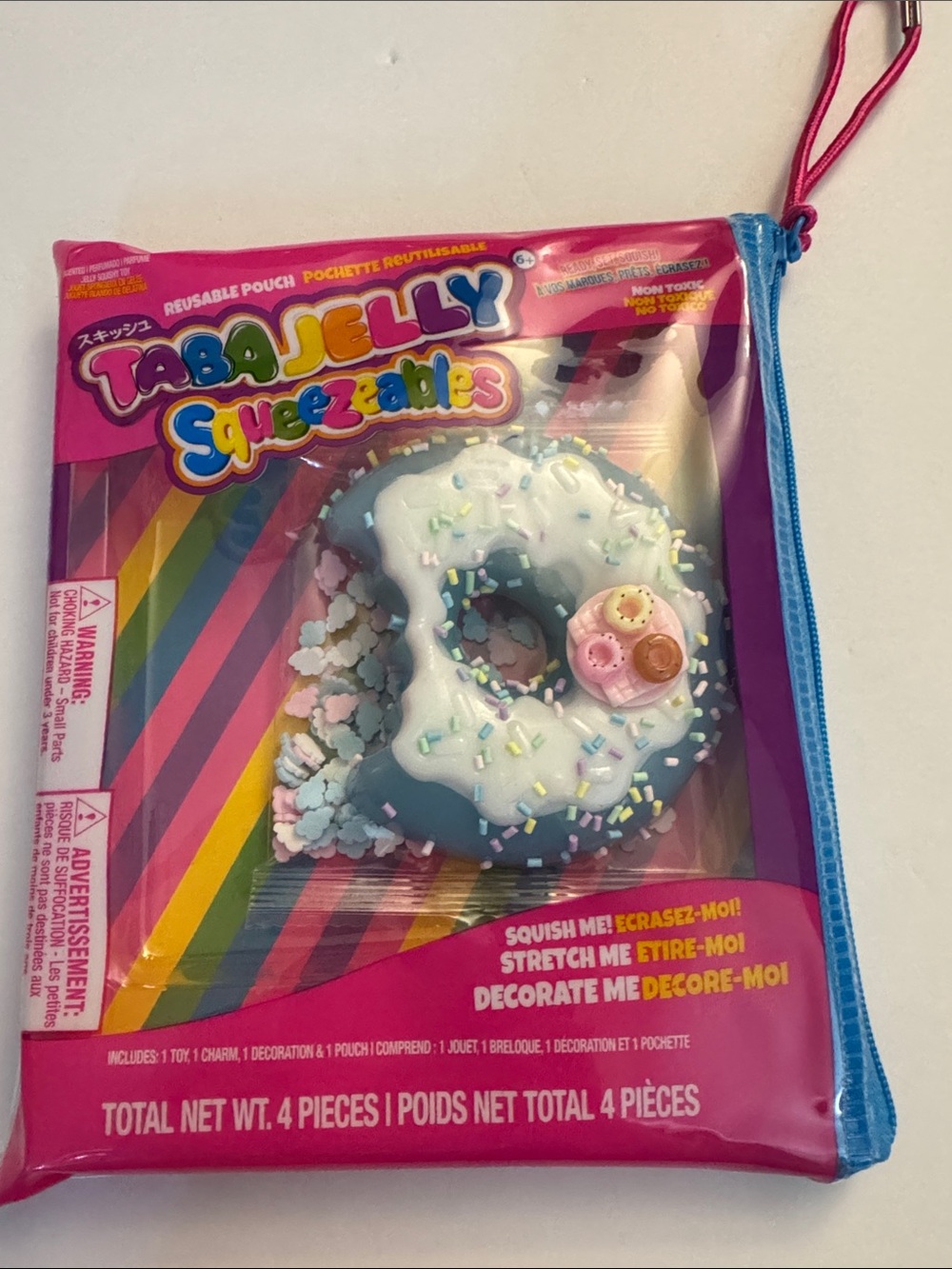 Taba jelly Blue Donut Squishy Toy Pouch